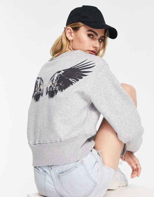 AllSaints x ASOS exclusive Separo wing sweat in grey 