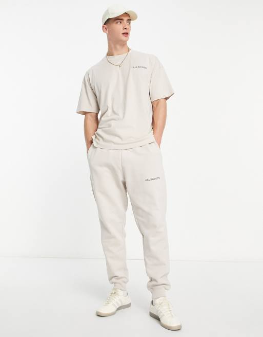 AllSaints Underground drawstring joggers in light grey