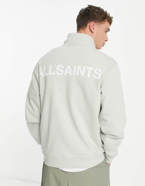 AllSaints Statten Ramskull Long Sleeve Polo Sweater in Gray for