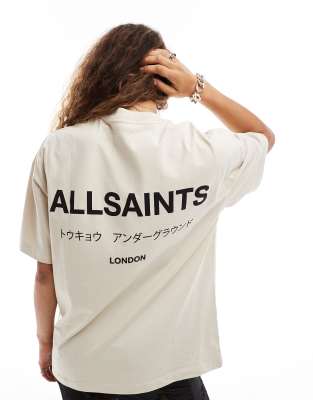 AllSaints x ASOS Exclusive - Underground - Oversize-T-Shirt in Hellbeige-Neutral