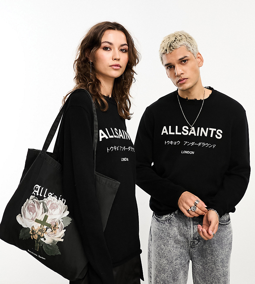 Allsaints X Asos Exclusive Unisex Underground Sweater In Black