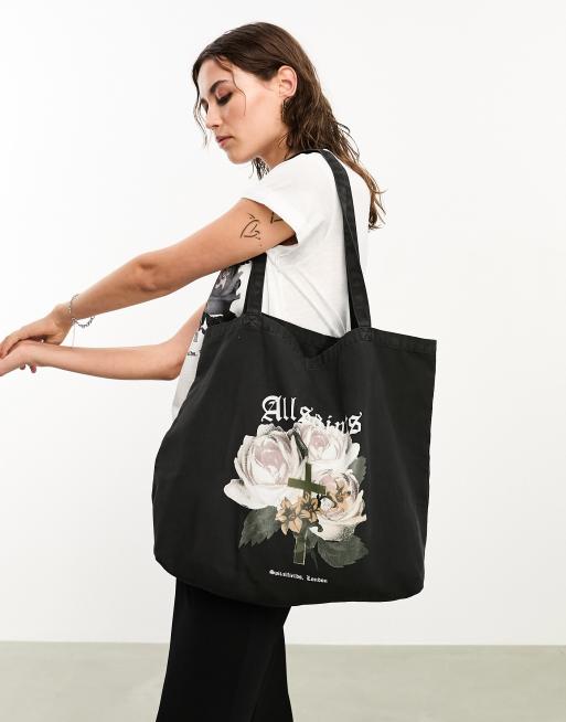 AllSaints x ASOS Exklusivt - Paxton Ros - Unisex - Grå axelväska i totemodell