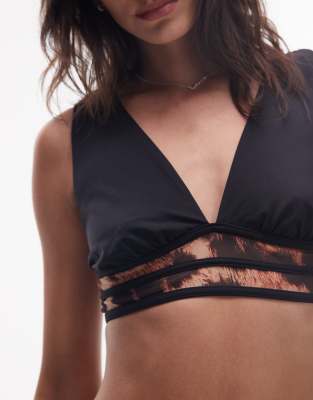 Allsaints Xalia Mesh Leopard Print Bikini Top