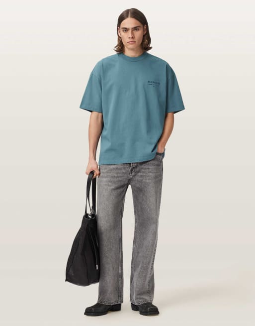 AllSaints - Xander - Camiseta azul lunar de manga corta con cuello redondo, 2 de 7
