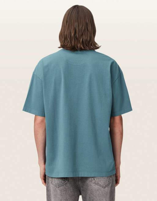 AllSaints - Xander - Camiseta azul lunar de manga corta con cuello redondo, 3 de 7