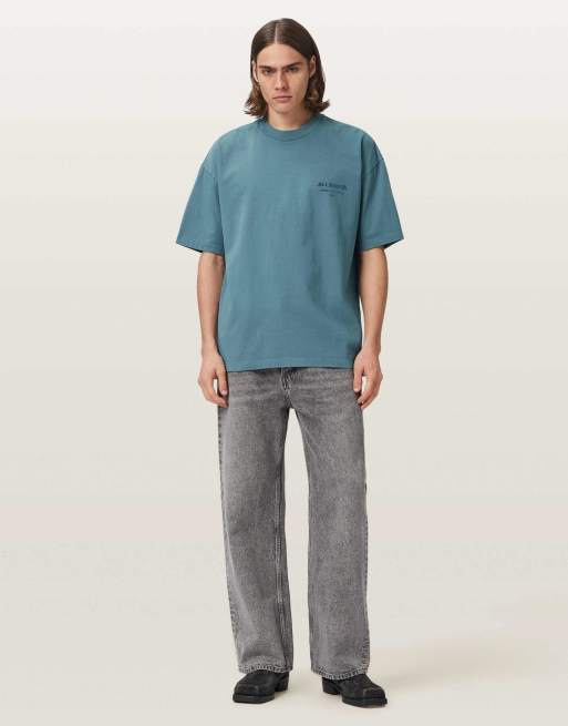 AllSaints - Xander - Camiseta azul lunar de manga corta con cuello redondo, 5 de 7