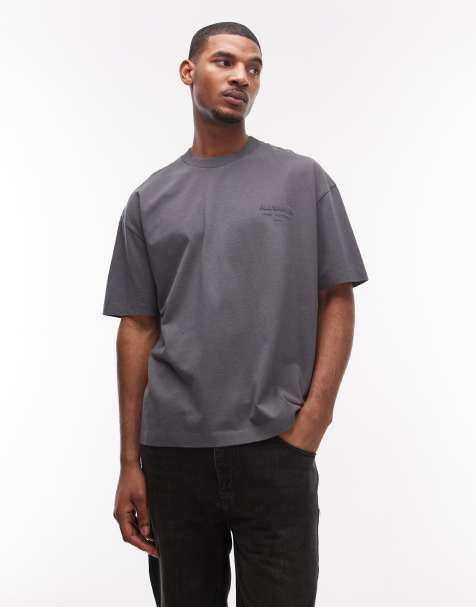 AllSaints – Xander – Ciemnoniebieski T-shirt z logo - view 1