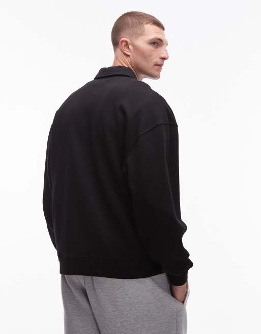 AllSaints – Xander – Czarna bluza dresowa z kołnierzykiem polo, 3 z 5
