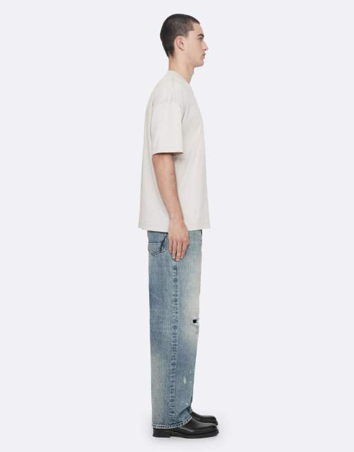 AllSaints Xander Kurzarm-Rundhals in Himmelblau, 7 von 7