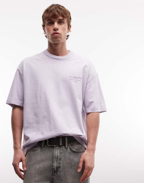 AllSaints – Xander – Lila t-shirt med korta ärmar och logga - view 1