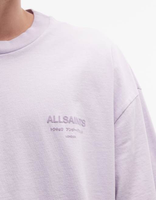 AllSaints – Xander – Lila t-shirt med korta ärmar och logga, 4 av 5