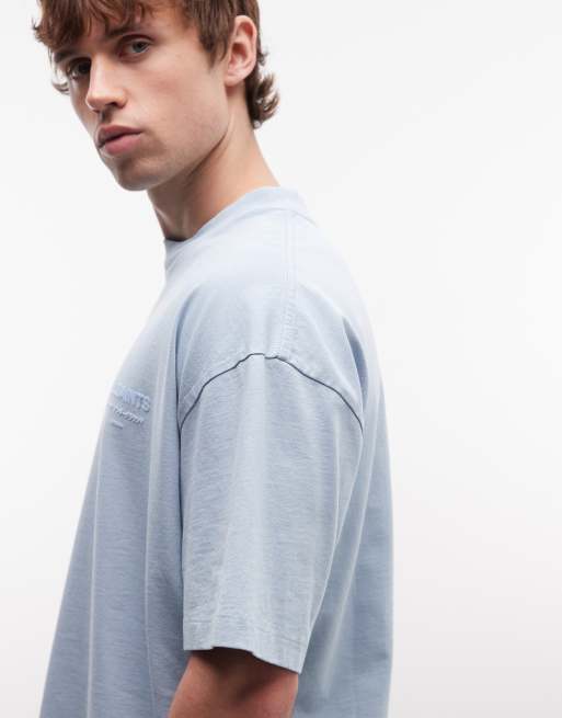 AllSaints – Xander – Ljusblå t-shirt med korta ärmar och logga, 3 av 5