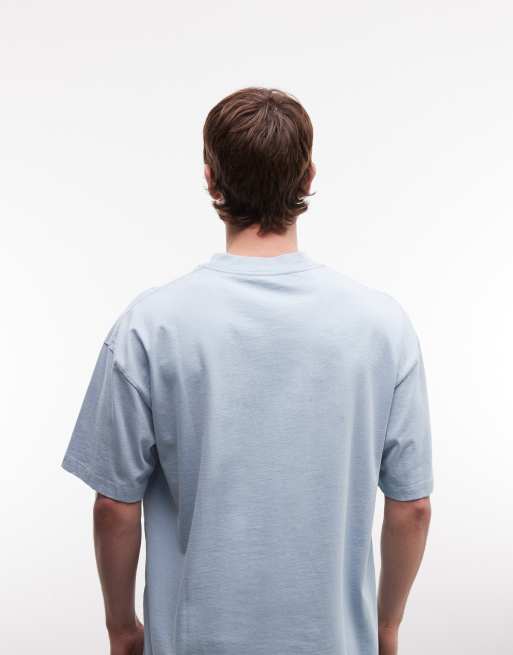 AllSaints – Xander – Ljusblå t-shirt med korta ärmar och logga, 5 av 5