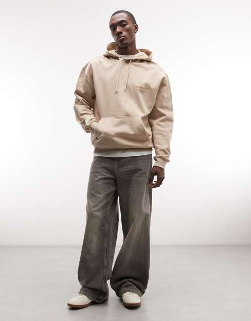 AllSaints - Xander Oth - Beige hættetrøje med grafisk logo, 2 af 5