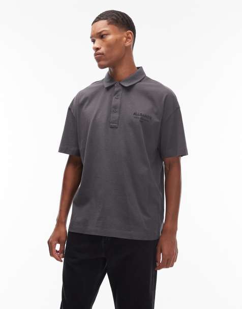 AllSaints Xander polo shirt in gray - view 1