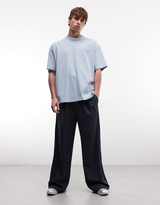 AllSaints Xander short sleeve logo t-shirt in light blue, 2 of 5