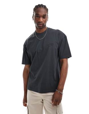 allsaints xander tonal logo t shirt in grey