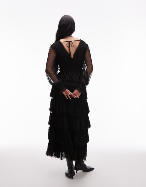 AllSaints – Xantara – Czarna sukienka maxi , 3 z 4