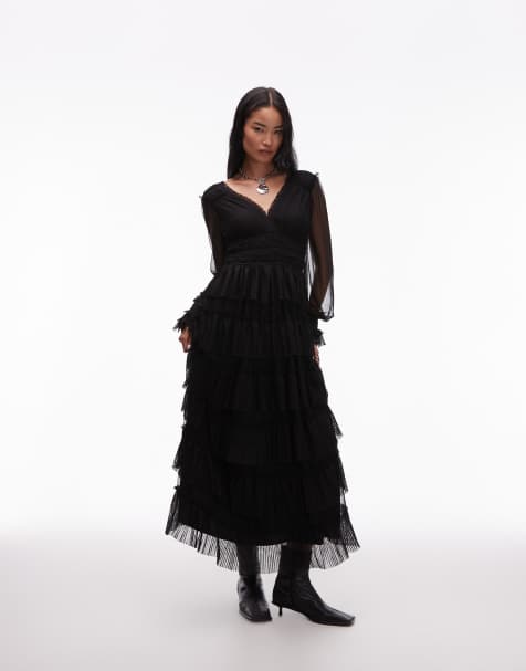 AllSaints – Xantara – Maxikleid in Schwarz - view 1