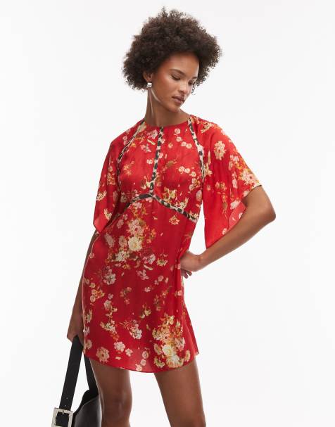 Allsaints xena floral dress in red