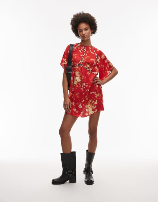 all saints red dress Allsaints xena floral dress in red
