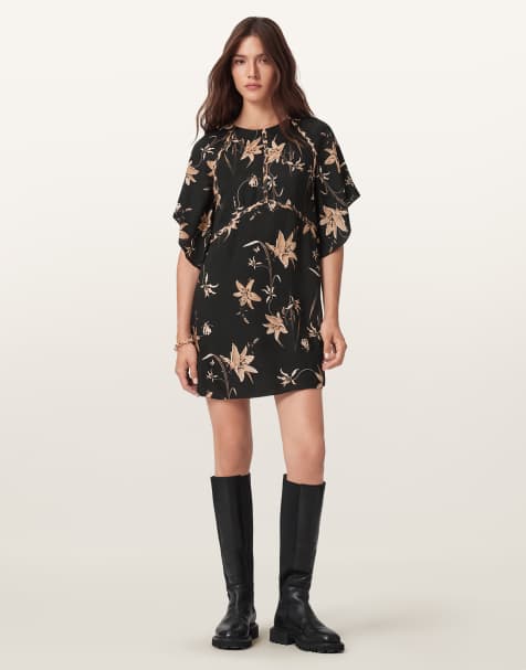 AllSaints – Xena – Kleid in Petra-Sepiabraun - view 1