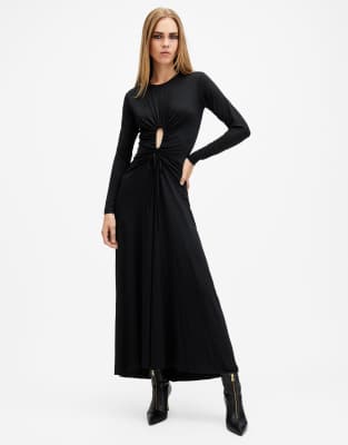 AllSaints Xylia maxi dress in metallic black