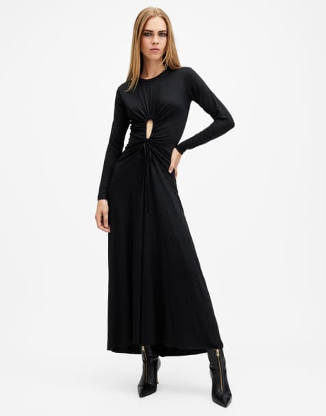 AllSaints Xylia maxi dress in metallic black - view 1