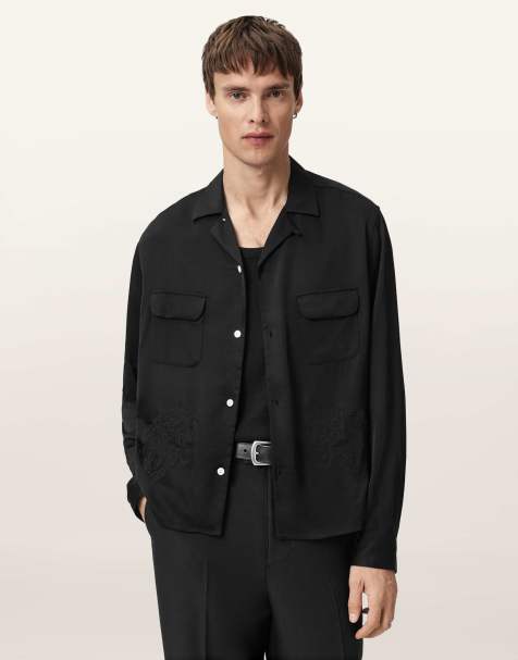 AllSaints – Yodo – Langärmliges Hemd in Schwarz - view 1