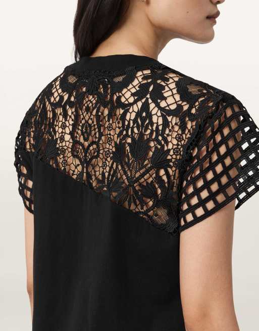 AllSaints – Zala – T-Shirt-Kleid in Schwarz, 6 von 7