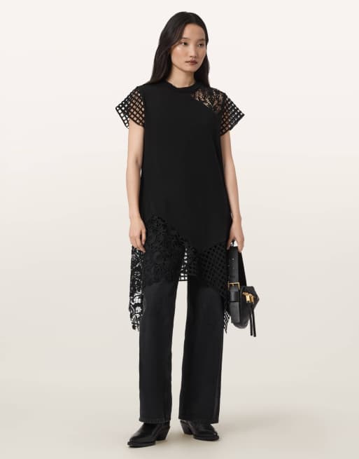 AllSaints - Zala - Vestido negro estilo camiseta, 3 de 7
