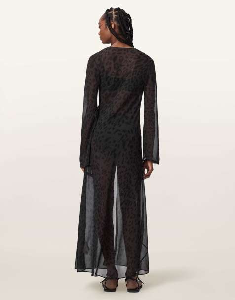 AllSaints Zalia Maxikleid in Savra Schwarz - view 1