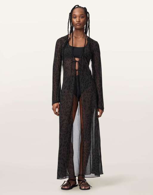 AllSaints - Zalia - Robe longue - Noir savra, 3 de 6
