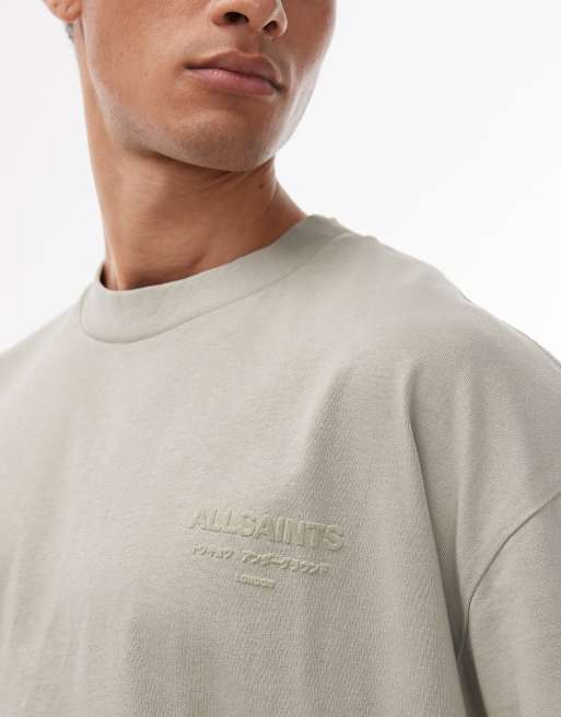 AllSaints - Zander - Gevlokt T-shirt in lichtgroen, 4 van 5