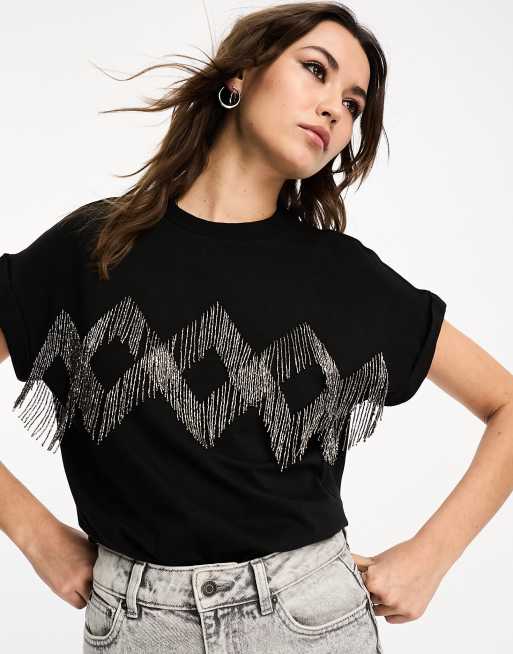 AllSaints - Zaniah Imogen - Sort boyfriend-t-shirt