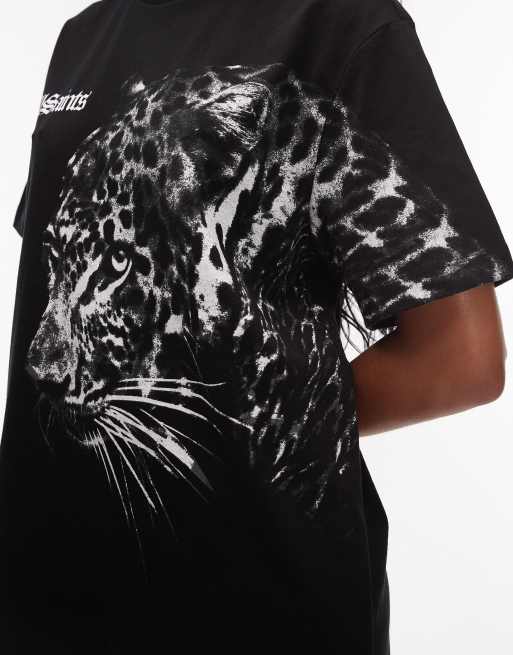 AllSaints - Zaya - Sort T-shirt-minikjole med korte ærmer og print, 4 af 4