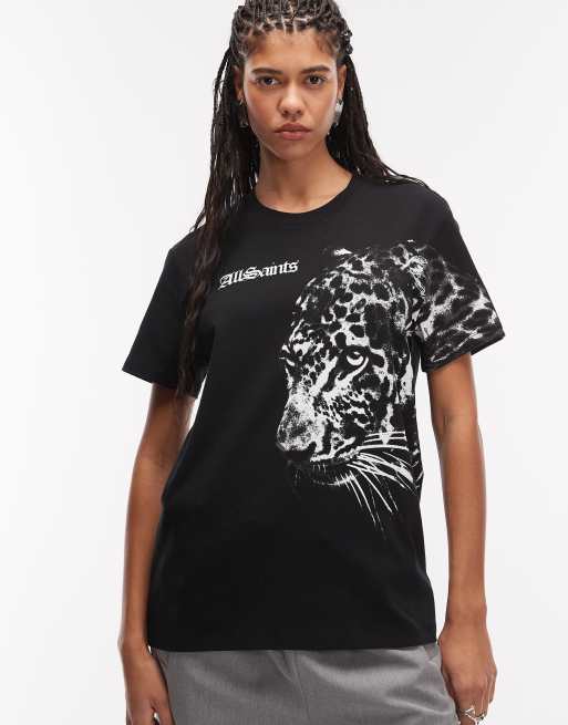 AllSaints - Zaya - T-shirt boyfriend a maniche corte nera con grafica, 2 di 4