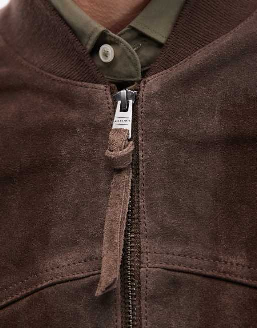 Allsaints Zealand suede bomber jacket in brown - BROWN, 5 of 5