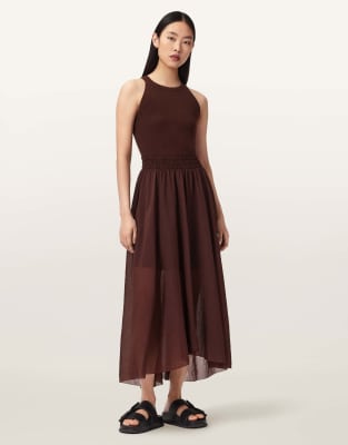 AllSaints - Zenia - Kleid in Bitterbraun-Brown