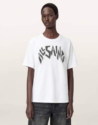 AllSaints - Zinc - Boyfriend-T-Shirt in optischem Weiß