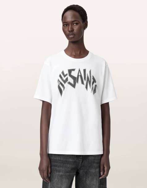 AllSaints – Zinc – Boyfriend-T-Shirt in optischem Weiß - view 1