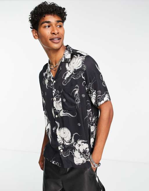 AllSaints Zion shirt in black print | ASOS