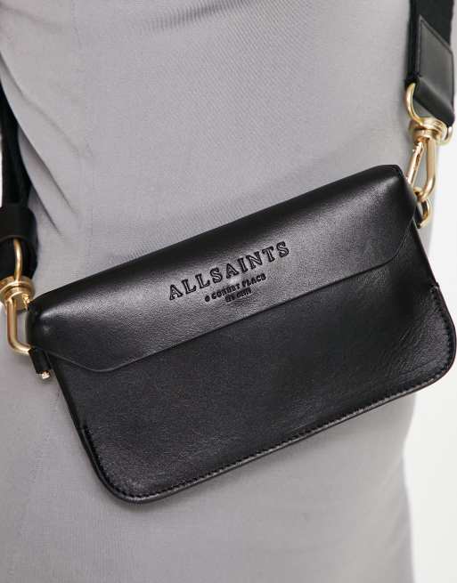 AllSaints Zoe Leather Crossbody Bag in Black