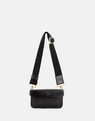 AllSaints AllSaints Zoe leather crossbody bag in black
