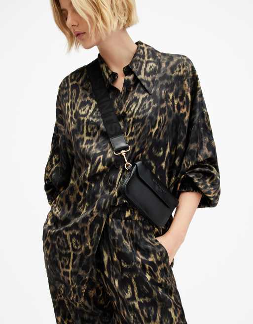 AllSaints - Zoe - Leren crossbody tas in zwart, 3 van 4