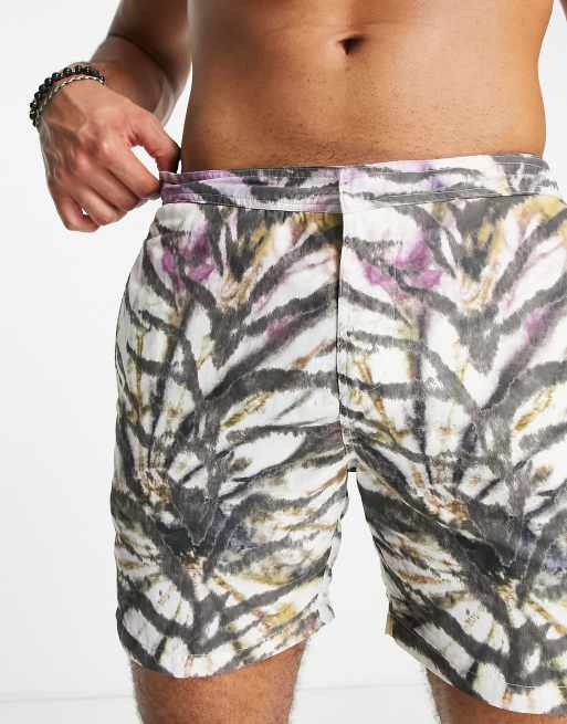 AllSaints - Zwemshort met tijger tie-dye in meerdere kleuren