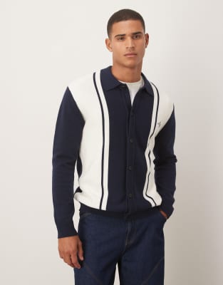 Alma De Ace - Adoria - Chemise en maille - Blanc et bleu marine-Multicolore