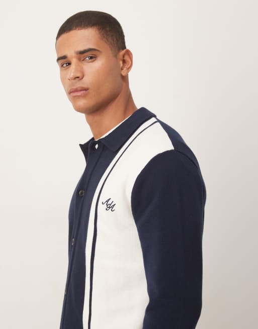 Alma de Ace Adoria knitted shirt in white and navy, 4 of 5