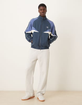 Alma De Ace Alora Zip Up Color Block Track Jacket In Blue