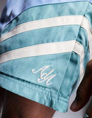Alma De Ace Color Block Shorts In Blue